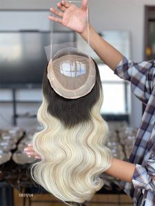 Cheveux humains 100 sur mesure de meilleure qualité 5*5 Lace Front 8*8 Topper Body Wave Human Woman Hair Topper pour femmes blanches - Product Image 3