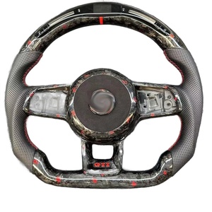 พวงมาลัยคาร์บอนไฟเบอร์สำหรับ Golf 7 <span class=keywords><strong>GTI</strong></span> พร้อมฝาครอบถุงลมนิรภัยแบบฟอร์จ อะไหล่แต่งเพิ่มสมรรถนะ - Product Image 1
