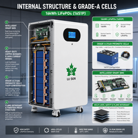 Stock UE Batterie de stockage domestique 16 kWh LiFePO4 51,2 V 314 Ah 95 % DOD Garantie 10 ans pour l'alimentation de secours solaire résidentielle