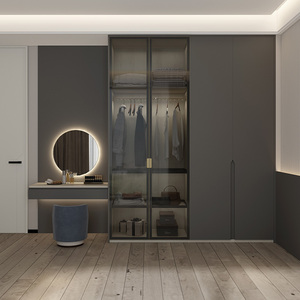Penderie <span class=keywords><strong>de</strong></span> luxe personnalisée avec charnière <span class=keywords><strong>coulissante</strong></span> <span class=keywords><strong>porte</strong></span> en verre design moderne meubles <span class=keywords><strong>de</strong></span> chambre à coucher <span class=keywords><strong>atelier</strong></span> <span class=keywords><strong>de</strong></span> salon - Product Image 1