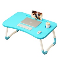 Bureau d'ordinateur portable avec pieds pliables et fente pour tasse Plateau de lit portable pour ordinateur portable Support pour ordinateur portable Support de lecture