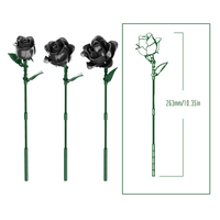 Hadiah Valentine plastik Diy mainan Model bata mawar hitam buket bunga abadi Set blok bangunan