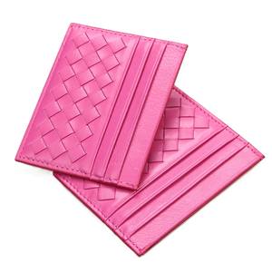 <span class=keywords><strong>Portefeuille</strong></span> fin de luxe pour femme en cuir véritable, porte-cartes en peau d'agneau tressée, porte-cartes de mode pour femme - Product Image 4