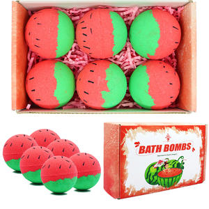 Bombas de Baño de Sandía, Juego de 6 Piezas, 60g, <span class=keywords><strong>Bolas</strong></span> Efervescentes de Limpieza para el Hogar, <span class=keywords><strong>Bolas</strong></span> de Sal de Baño Hidratantes para Hotel - Product Image 1