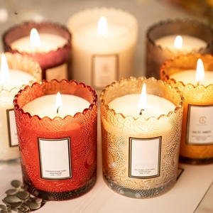 Lussuoso <span class=keywords><strong>Portacandele</strong></span> in <span class=keywords><strong>Vetro</strong></span> Vintage Vuoto da 250ml, Personalizzabile con Motivi Colorati in Rilievo, per Bomboniere Matrimoniali - Product Image 2