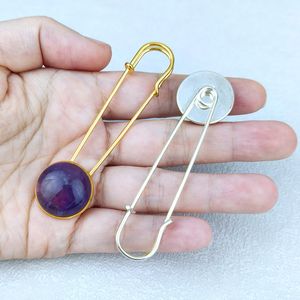 Cristal naturel de guérison 20mm <span class=keywords><strong>broche</strong></span> en pierre ronde pierre précieuse Labradorite oeil de tigre épingles en <span class=keywords><strong>Lapis</strong></span> broches en pierre naturelle pour femmes - Product Image 5