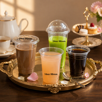 Vente flash : couvercles en plastique PET/Rpet transparents de 98 mm, design plat, personnalisables, pour café, bubble tea, boissons froides