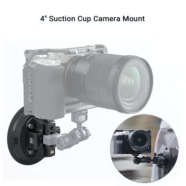 For 4/6" Aluminum Suction Cup Camera Mount with 14-20/ARRI 38-16 Holes for Car Window Vehicle Shooting & Vlogging