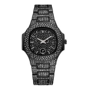 Montre-bracelet chronographe à quartz pour homme, cadran personnalisé, style hip-hop, entièrement sertie de diamants, plaquée or 18 carats, montres dorées pour hommes - Product Image 5