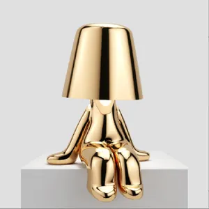 Скандинавская креативная маленькая золотая Ночная лампа brother с гальваническим покрытием, декоративная сенсорная Ночная лампа с USB-зарядкой, тонкая лампа