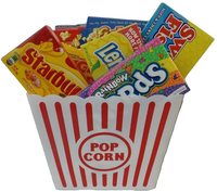 Wadah Popcorn Plastik Klasik Bergaris Merah Putih untuk Malam Film, Ember Popcorn PP yang Dapat Digunakan Kembali