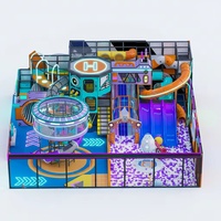 Équipement de terrain de jeu intérieur personnalisé sur le thème de la station spatiale : Capsule spatiale, Hélicoptère, Tour H, Toboggan tubulaire, Toboggan spiralé, Piscine à balles |   Enfants FEC