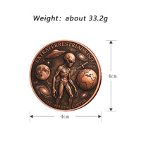 Pièce commémorative en cuivre fin 999 de 1 once sur le thème de la science-fiction, des extraterrestres et des OVNIs, pour la vente en gros