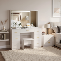 Miroir de coiffeuse éclairé au design moderne, table de maquillage LED pour chambre d'hôtel