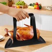 Ensemble de bâtonnets à boucherie en silicone résistant à la chaleur, compatible four et lave-vaisselle, avec pince à dinde pliable et panier filtrant pour poulet, pour la cuisson
