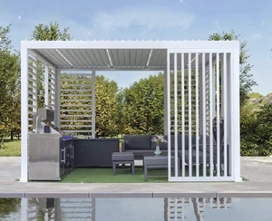 Pergola impermeabile all'aperto con parasole <span class=keywords><strong>in</strong></span> alluminio copertura del tetto struttura metallica Pergola della casa elettrica - Product Image 6
