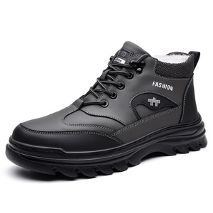 Bottes d'hiver en cuir véritable pour hommes, bottes de neige à bout rond, doublure en fourrure, semelle extérieure en caoutchouc antidérapante, semelle intermédiaire en EVA, mode outdoor - Product Image 5