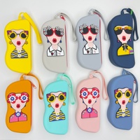 Étui à lunettes de dessin animé, étui à lunettes de soleil en silicone portable, étui de rangement pour lunettes avec fermeture éclair, sac de rangement de grande capacité