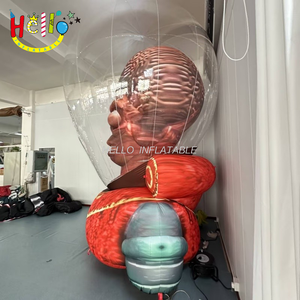 Buste géant gonflable d'alien martien avec casque <span class=keywords><strong>bulle</strong></span> transparent, accessoire pour exposition science-fiction et décoration de centre commercial - Product Image 4
