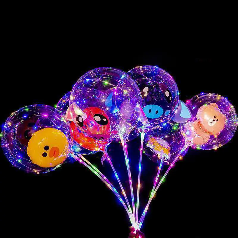 XHL-LED Heart Shaped Luminous Inflatable Lighting Led Ballons Stick Clear Light Up Bubble Balloons Ballons With LED