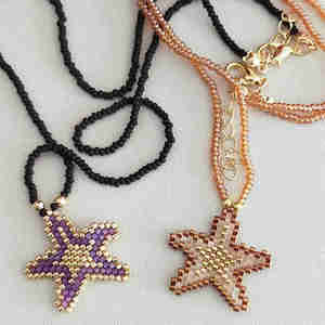 Collier tendance en perles <span class=keywords><strong>Miyuki</strong></span> tissées à la main, motif étoile de mer et pentacle, idéal pour les vacances d'été à la plage et en bord de mer - Product Image 3