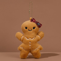 Porte-clés en peluche Bonhomme de pain d'épices en gros, adorable poupée de Noël, pendentif de sac, décoration suspendue pour rétroviseur de voiture, cadeau de vacances, breloque