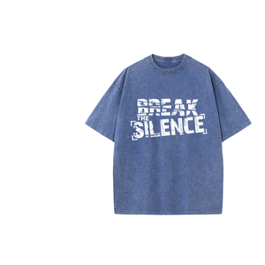 เสื้อยืดคอกลมแขนสั้นผ้าคอตตอนสำหรับผู้ใหญ่ชายและหญิง Break The SILENCE - Product Image 1
