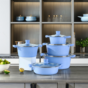 Chất Lượng Cao 10 Mảnh Không Dính Die-Cast Nhôm Đồ Nấu Nướng Đặt Đặc Biệt Bếp Gas Hộ Gia Đình Bền Vững Kim Loại Glass Bìa Nồi - Product Image 1