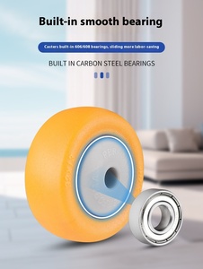 1.5 pouces fond plat muet résistant à l'usure roues universelles en caoutchouc dur PP roulement frein pour pousser les roues à crémaillère en plastique - Product Image 4