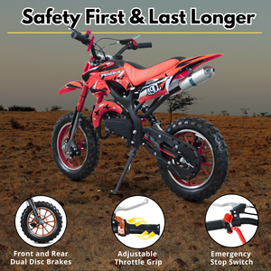 Mini moto tout-terrain à essence 49CC pour adultes et enfants, démarrage manuel, moteur refroidi par air, 35-40 km/h - Product Image 3