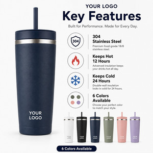 Custom Logo 20oz Stainless Steel Vacuum Tumbler Slim Travel Mug Double Wall Insulated Coffee Cup With Straw For <b>Hot</b> Cold <b>Drinks</b> - Product Image 4