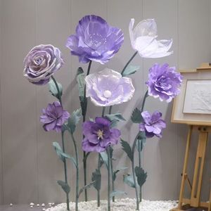 Décoration de scène de mariage, fleurs géantes en papier faites à la main, tulipes et iris en papier, décoration de vitrine de centre commercial - Product Image 6