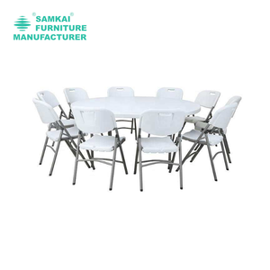 Bàn gấp nhựa tròn thanh lịch SK-ZDZ-G005 cho tiệc chiêu đãi và sự kiện-Bàn ăn trắng cầm tay - Product Image 3