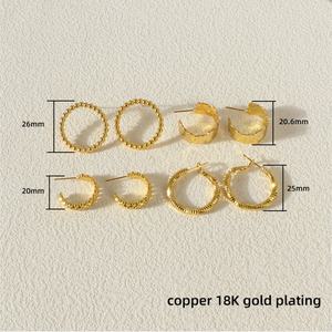 <b>Fashion</b> Jewelry Set Justop MOQ 30 Wholesale Mixed <b>Earrings</b> <b>Hoops</b> 18K Gold Plated Trendy Flower Brass Party - Product Image 2