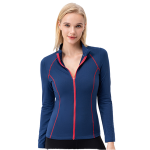 Chaqueta deportiva con cremallera para mujer, ajustada, de manga larga, para correr, yoga, fitness, flexible, cómoda y ligera. - Product Image 1