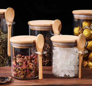 Multifunctional Kitchen Glass Food <strong>Storage</strong> Jar with Spoon <strong>Wooden</strong> Lid Household Sealed Spices Jars Food <strong>Storage</strong> <strong>Box</strong> - Product Image 4