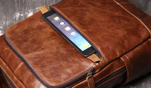 Sac à bandoulière vintage en cuir véritable fait à la main, fermeture éclair, antivol, imperméable, portable, grande capacité - Product Image 6