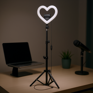 Anillo de Luz LED en Forma de Corazón de 10 Pulgadas, de Aleación de Aluminio, para Transmisión en Vivo y Grabación de Videos - Product Image 2