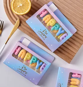 Set di candele per torta "buon compleanno" a forma di lettera decorativa di colore del partito di macaron creativo all'ingrosso