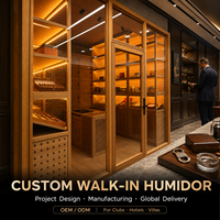 Présentoir à cigares pour la vente au détail, Humidor sur mesure pour salle à cigares, Étagères en cèdre espagnol, Contrôle de l'humidité, Projet commercial pour magasin de cigares