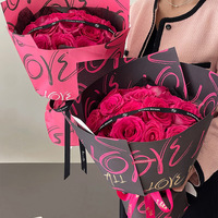 Papier d'emballage pour bouquet, enduit de PE, imperméable, multi-langues, motif « Je t'aime », lettres d'amour imprimées, emballage pour fleurs, 56x56cm