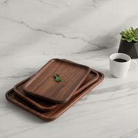 Plateau en bois massif classique multifonctionnel, forme rectangulaire, pour fruits, fromages, en-cas, rangement facile, durable, écologique