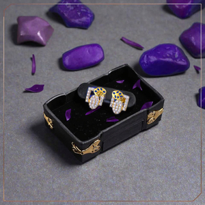 Modern 22K <b>Gold</b> Stud <b>Earrings</b> with Diamond Accents Geometric Design for Elegant Daily & Party Wear - Product Image 1