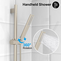 Ensemble de robinet de douche de baignoire de 12 pouces en nickel brossé système de douche à barre coulissante avec bec de baignoire cascade pommeau de douche pluie mural