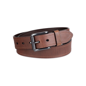 Ceinture en cuir véritable ajustable marron, en cuir de vachette, avec boucle ardillon en alliage, design solide et durable, moulage monobloc - Product Image 1