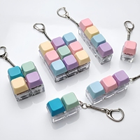 Custom Logo LED Light Keyboard Switch Keychain 4 Keys 9 Keys Macaron Plastic Keycap Pendant Stress Relief Toy Keycap Keychain