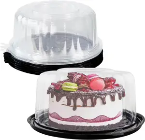 Custom 10 Inch 12 Inch Large Rectangle Clear Round Disposable Plastic Birthday Dome Cake Box Packaging Cake Container With Lid