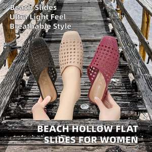 Sandales plates antidérapantes personnalisées pour femmes, avec décoration métallique, tendance mode, plateforme pour chaussons, confortables et résistantes pour l'été - Product Image 2