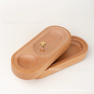 Solid Wood Jewelry <b>Box</b> Oval Shape With Gold Knob For Rings <b>Earrings</b> Necklaces Storage Custom Made Wedding <b>Gift</b> - Product Image 4