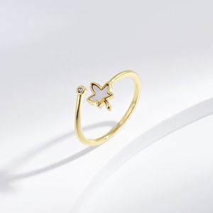 wholesale plata 925 sterling Silver leaf <b>Custom</b> <b>ring</b> summer rabbit 18K gold plated zircon Animal open shell cute <b>rings</b> for girls - Product Image 3